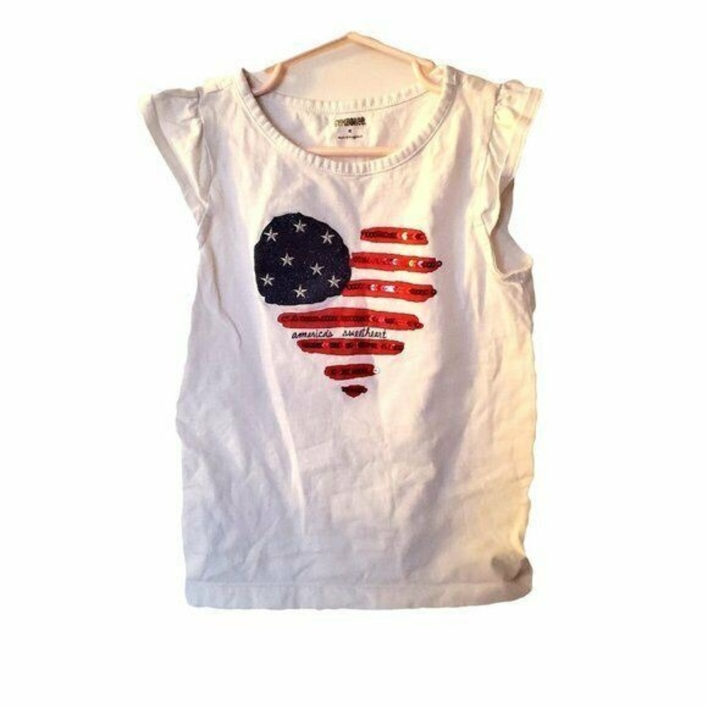 Gymboree America's Sweetheart White Sequin Tee 6
